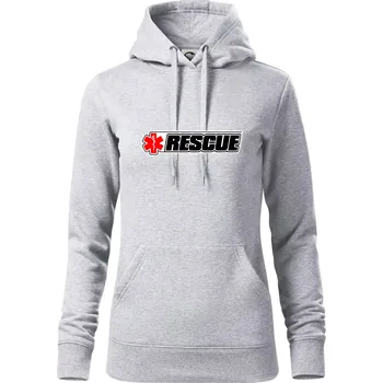 Dámská mikina Záchranář rescue kříž červený - Mikina dámská Cape s kapucí - M ( Světlešedý Melír )