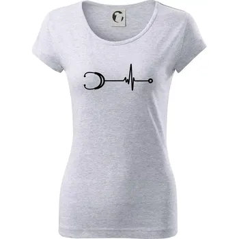 Dámské tričko EKG stetoskop - Dámské triko Pure - XS ( Světlešedý Melír )