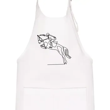 Kuchyňská zástěra Jízda na koni jedním tahem - Dětská zástěra na vaření - Univerzální velikost ( Bílá )