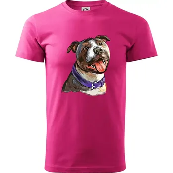 Pánské tričko Americký stafordširský teriér kreslený - Klasické pánské triko vyšší gramáže - L ( Purpurová )