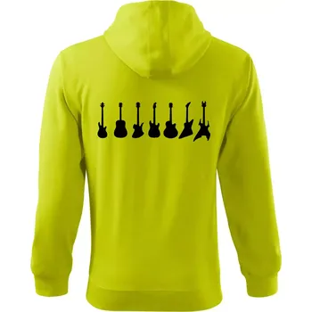 Pánská mikina Kytary v řadě - Mikina s kapucí na zip trendy zipper - XL ( Limetková )