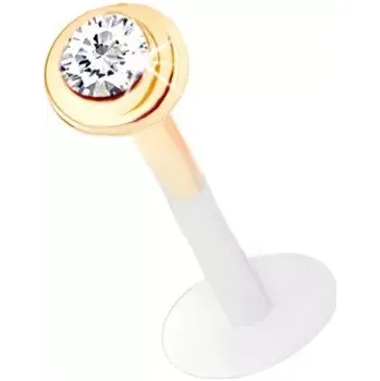 Piercing Piercing do brady a rtu ze zlata 585 a bioflexu - lesklá objímka s čirým zirkonem