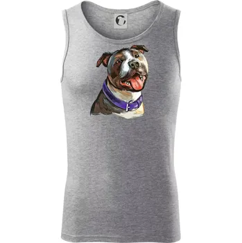 Americký stafordširský teriér kreslený - Tílko pánské Core - 2XL ( Tmavě šedý melír )