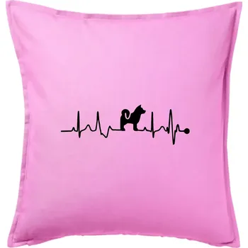 Polštář Shiba-Inu EKG - Polštář 50x50 - 50x50 - Pouze potah ( Růžová )