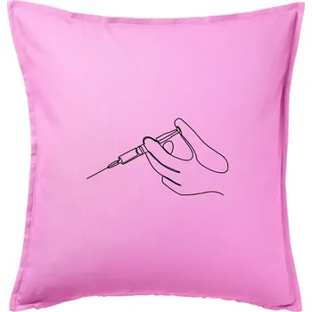 Polštář Ruka a injekce jedním tahem - Polštář 50x50 - 50x50 - Pouze potah ( Růžová )