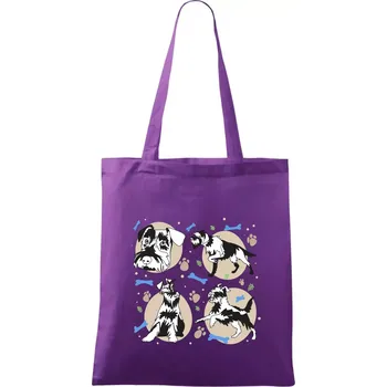 Knírač - 4 obrázky - Taška bavlněná - 42 x 38 cm ( Fialová )