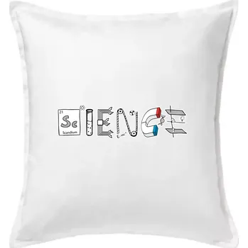 Polštář Science věda nápis - Polštář 50x50 - 50x50 - Včetně výplně ( Bílá )