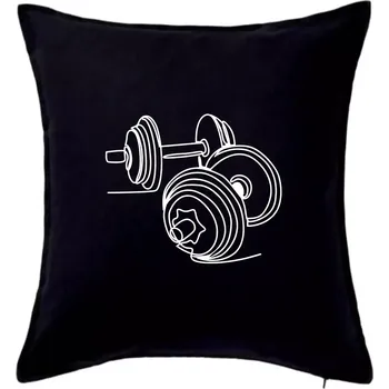 Polštář Dvě činky jedním tahem - Polštář 50x50 - 50x50 - Včetně výplně ( Černá )