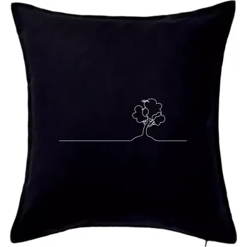 Polštář Strom s ptáčkem linka - Polštář 50x50 - 50x50 - Pouze potah ( Černá )