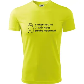 Kočka - 27 svalů - Dětské triko sportovní (dresovina) - 158 cm/12 let ( Neonově žlutá )