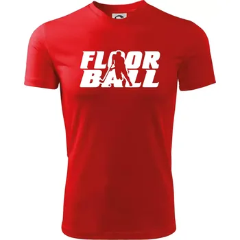 Chlapecké tričko Floorball nápis rovný - Dětské triko sportovní (dresovina) - 134 cm/8 let ( Červená )