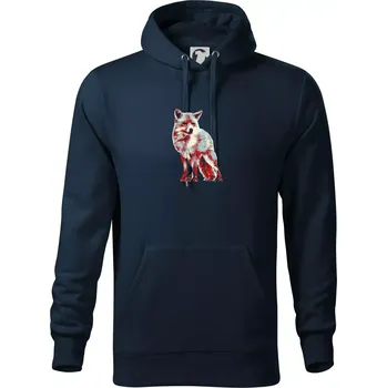 Pánská mikina Liška vintage - Mikina pánská Cape s kapucí - 2XL ( Námořní modrá (velmi tmavá - téměř černá) )