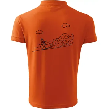 Pánská košile Kreslený lyžař na horách - Polokošile pánská Pique Polo 203 - 2XL ( Oranžová )