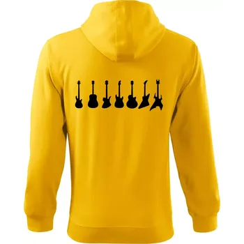 Pánská mikina Kytary v řadě - Mikina s kapucí na zip trendy zipper - 3XL ( Žlutá )
