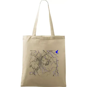 Nákupní taška Kopřivnice - Mapa s vodními toky - Taška bavlněná - 42 x 38 cm ( Naturální )