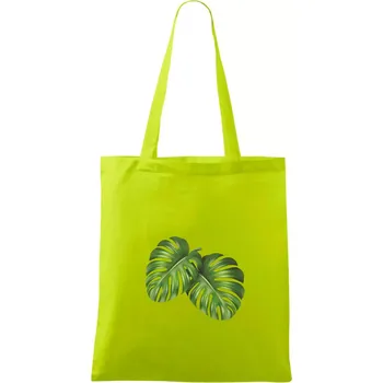 Monstera - dva listy - Taška bavlněná - 42 x 38 cm ( Limetková )