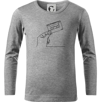 Chlapecké tričko MC kazeta jedním tahem - Triko dětské Long Sleeve - 122 cm/6 let ( Tmavě šedý melír )