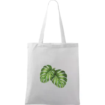 Monstera - dva listy - Taška bavlněná - 42 x 38 cm ( Bílá )