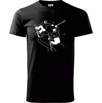 Lyžovaní - kresleny obrázek - Triko extra velké (5-8XL) - 6XL ( Černá )