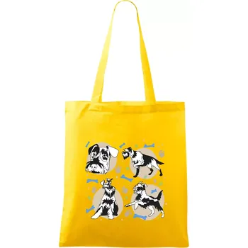 Knírač - 4 obrázky - Taška bavlněná - 42 x 38 cm ( Žlutá )