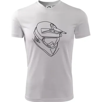 Chlapecké tričko Helma, přilba jednim tahem - Dětské triko sportovní (dresovina) - 146 cm/10 let ( Bílá )