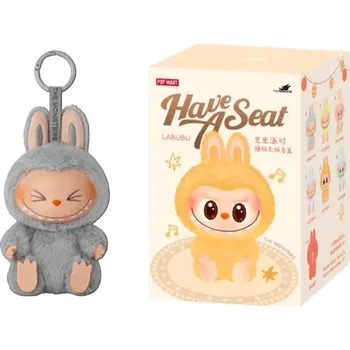 plyšák Plyšová figurka ve stylu Labubu - šedý Hehe (V2 Have a Seat edition)