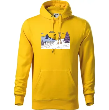 Pánská mikina Panorama lyžování - Mikina pánská Cape s kapucí - XL ( Žlutá )