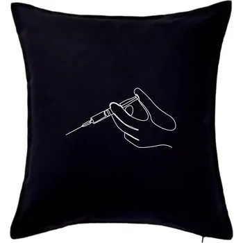 Polštář Ruka a injekce jedním tahem - Polštář 50x50 - 50x50 - Pouze potah ( Černá )
