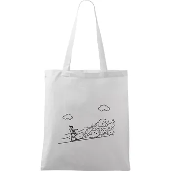 Nákupní taška Kreslený lyžař na horách - Taška bavlněná - 42 x 38 cm ( Bílá )