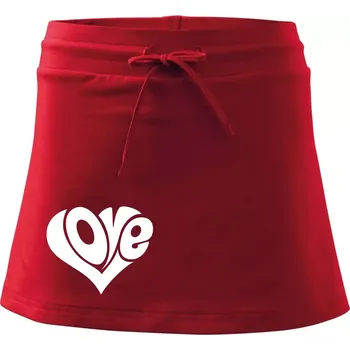 Dámská sukně Love nápis jednoduchý - Sportovní sukně - two in one - S ( Červená )