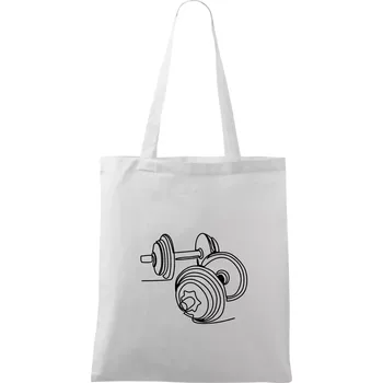 Nákupní taška Dvě činky jedním tahem - Taška bavlněná - 42 x 38 cm ( Bílá )