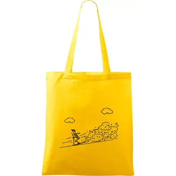 Kreslený lyžař na horách - Taška bavlněná - 42 x 38 cm ( Žlutá )