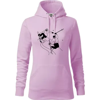 Dámská mikina Lyžovaní - kresleny obrázek - Mikina dámská Cape s kapucí - S ( Orchid )