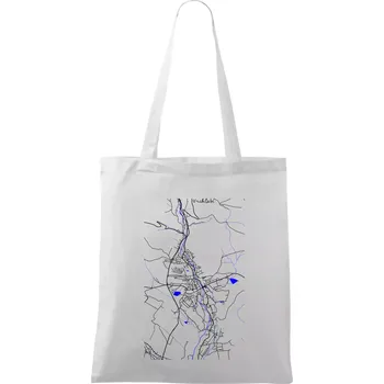Vrchlabí - Mapa s vodními toky - Taška bavlněná - 42 x 38 cm ( Bílá )