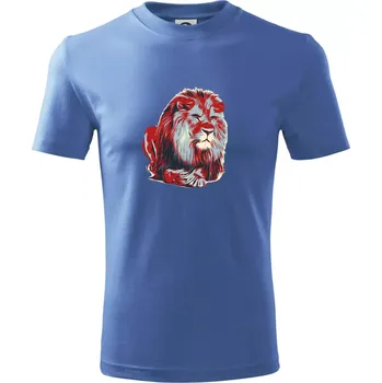 Lev vintage - Tričko dětské bavlněné - 98 cm / 2 roky ( Azurově modrá )