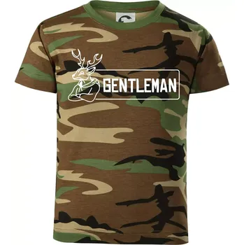 Chlapecké tričko Jelen gentleman - Dětské maskáčové triko - 104-110cm / 3-4 roky ( Hnědý maskáč )