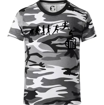 Chlapecké tričko Evoluce pivo skok - Dětské maskáčové triko - 122 cm/6 let ( Šedý maskáč )