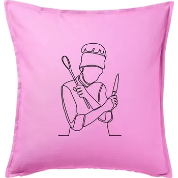 Polštář Kuchař jedním tahem - Polštář 50x50 - 50x50 - Pouze potah ( Růžová )