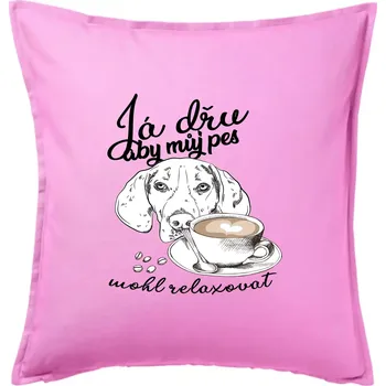 Polštář Jezevčík - Já dřu, aby můj pes mohl relaxovat - Polštář 50x50 - 50x50 - Pouze potah ( Růžová )