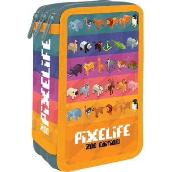 Penál Junior Školní třípatrový penál s výbavou Pixelife