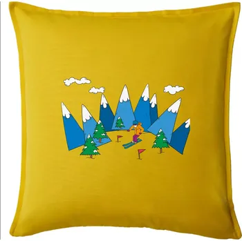 Polštář Lyžař a barevné hory - Polštář 50x50 - 50x50 - Pouze potah ( Žlutá )