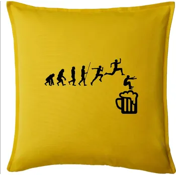 Polštář Evoluce pivo skok - Polštář 50x50 - 50x50 - Pouze potah ( Žlutá )
