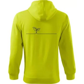 Pánská mikina Listy květiny linka - Mikina s kapucí na zip trendy zipper - 3XL ( Limetková )