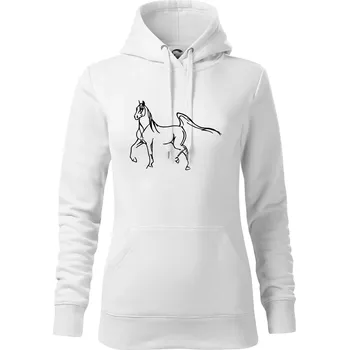 Dámská mikina Kůň silueta - Mikina dámská Cape s kapucí - L ( Bílá )