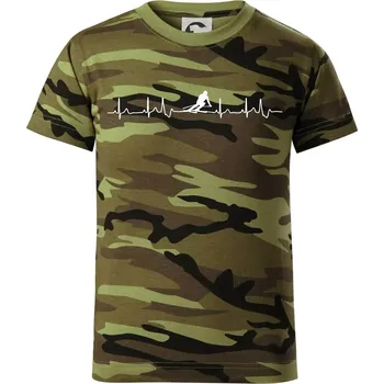 Chlapecké tričko Lyžař EKG - Dětské maskáčové triko - 122 cm/6 let ( Zelený maskáč )