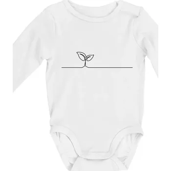 Listy květiny linka - Body kojenecké s dlouhým rukávem - Dlouhý r. do 3 měs ( Bílá )