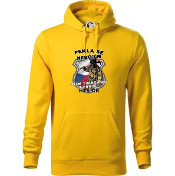 Pánská mikina Pekla se nebojím HZS ČR - Mikina pánská Cape s kapucí - S ( Žlutá )