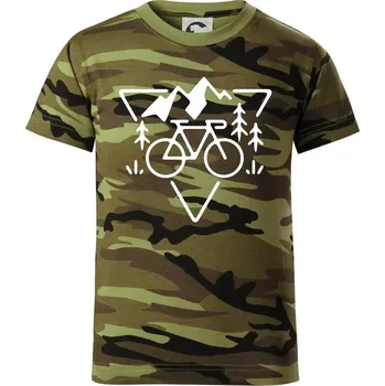 Chlapecké tričko Cyklo trojúhelník - Dětské maskáčové triko - 122 cm/6 let ( Zelený maskáč )