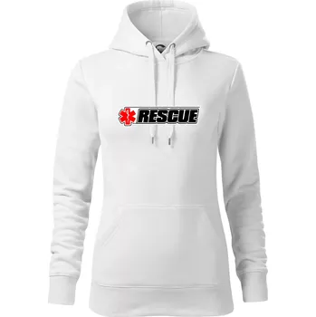 Dámská mikina Záchranář rescue kříž červený - Mikina dámská Cape s kapucí - M ( Bílá )