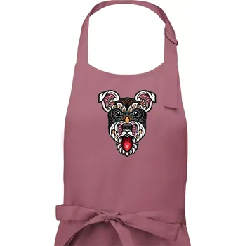 Kuchyňská zástěra Knírač hlava barevná - Dámská zástěra na vaření - Univerzální velikost ( Starorůžová )